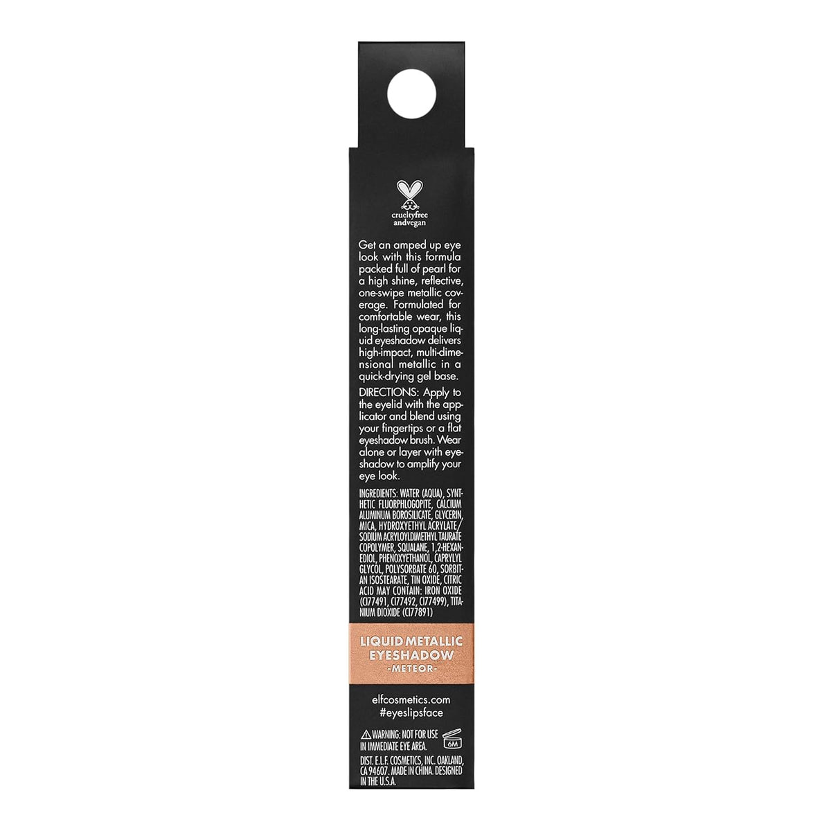 e.l.f. Liquid Metallic Eyeshadow, Quick-Drying, Long-Lasting, Gel-Based Formula For One-Swipe Pigmented Coverage, Vegan & Cruelty-Free, Meteor