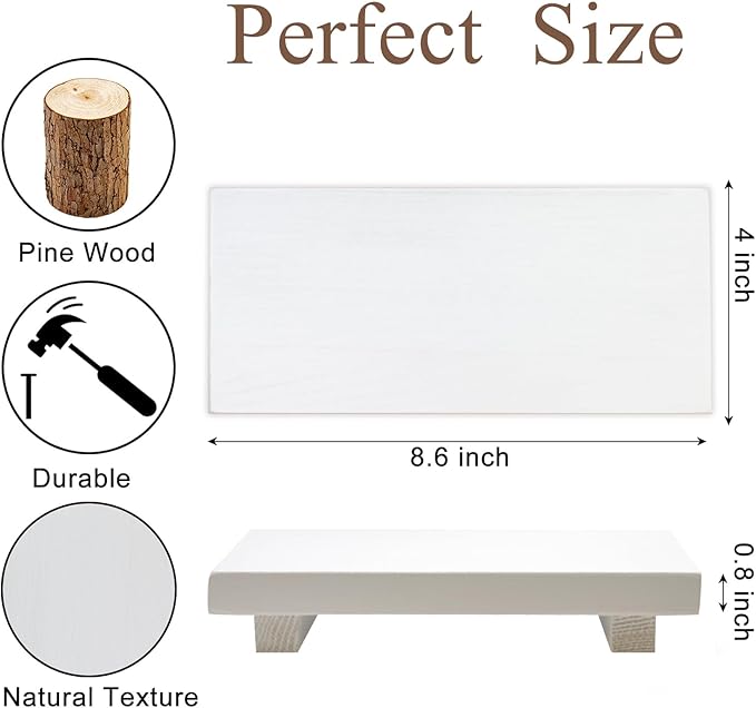 White Wooden Bathroom Counter Tray Organizer Small Wood Risers Pedestal Stand Kitchen Soap Dish Dispenser Holder for Bathroom Counter Decor Farmhouse Bathroom Sink Accessories Modern Vanity Tray