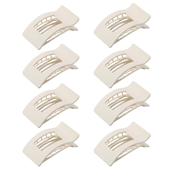 8 Pack French Flat Hair Clips for Women – Large Matte No-Slip Claw Barrettes for Thick & Thin Hair, Strong Hold Styling Accessories (White)