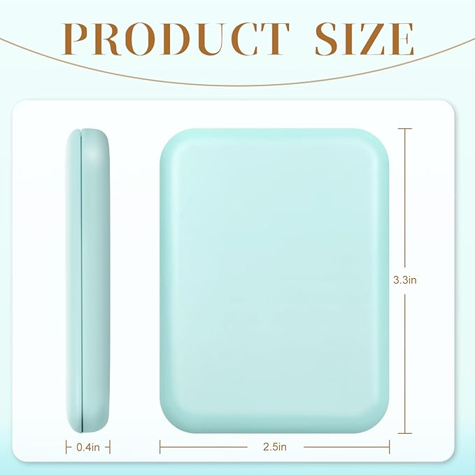Compact Mirror, 1X/3X Magnification LED Pocket Mirror with Nternal BIattery, Mini Mirror for Purse, Pocket,Travel and Present (Mint Green)