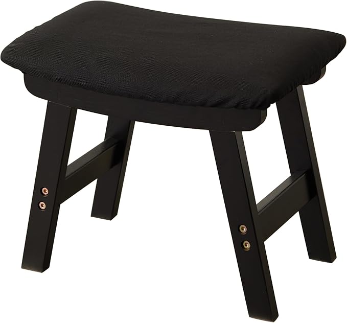 Kitsanery Foot Stool,Ottoman,Bamboo Small Sofa Foot Rest Under Desk,Extra Seating for Living Room, Bedroom and Kitchen (Black Stool Legs - Black Surface)