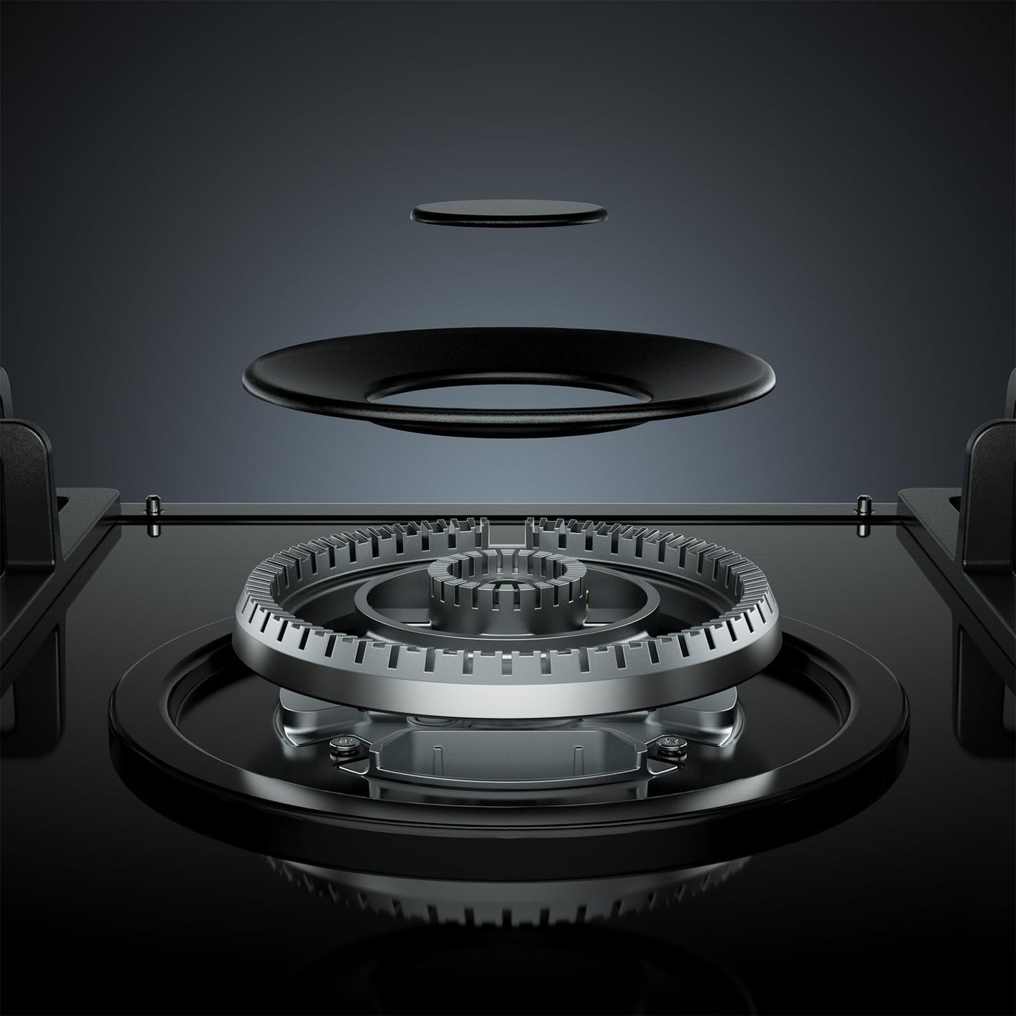 Empava 30 Inch Gas Stove Cooktop 5 Italy Sabaf Sealed Burners NG/LPG Convertible in Black Tempered Glass
