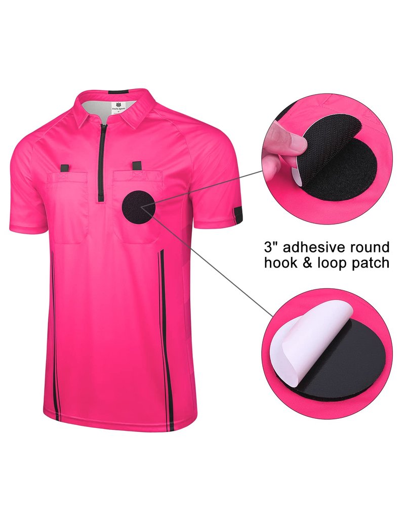 FitsT4 Sports Pro Soccer Referee Jersey Short Sleeve Ref Shirts New-Pink X-Large