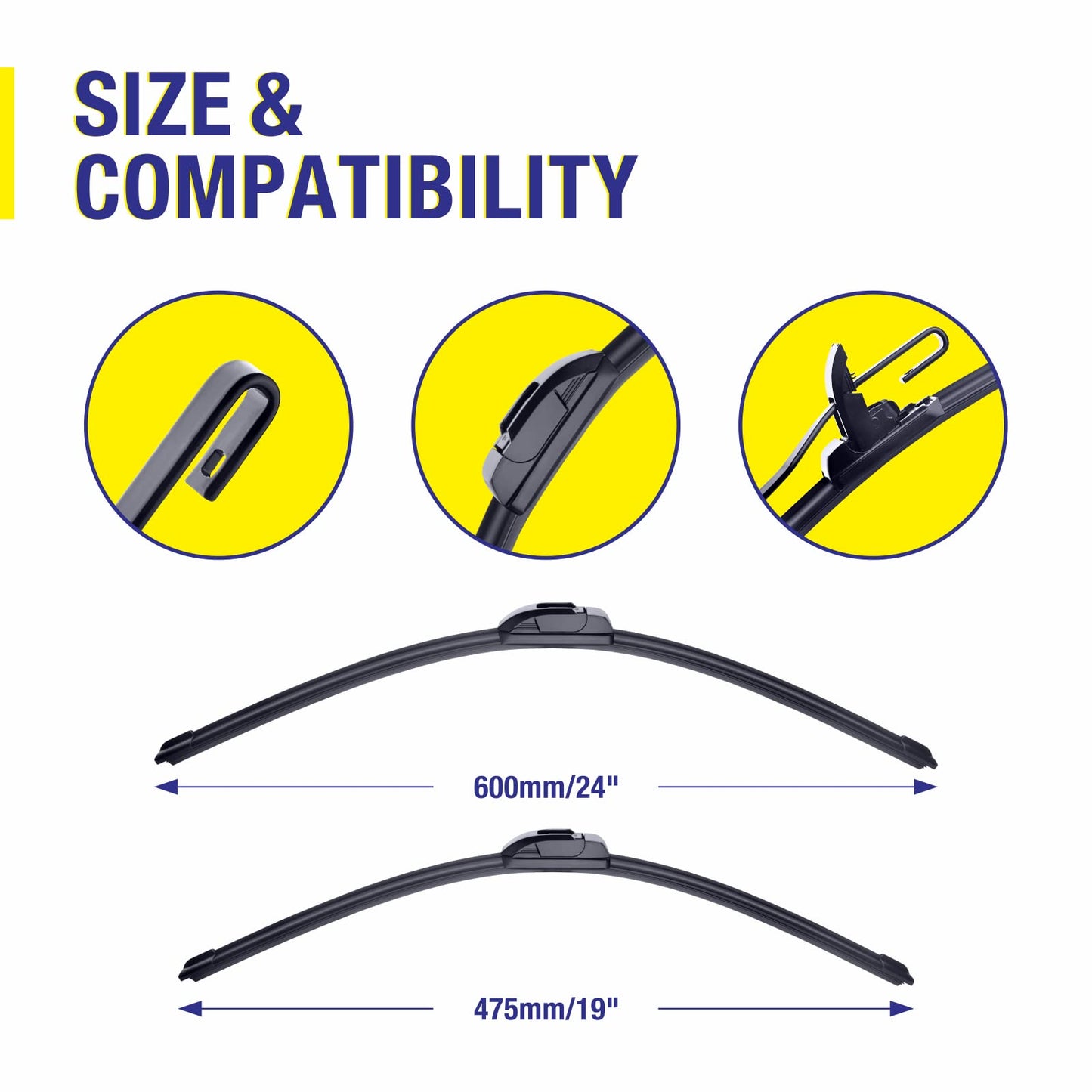 24"+19" Windshield Wiper Blades Replacement For Ford Fusion 2012 2011 2010 2009 2008 2007 2006/Chevy Equinox 09-05 Impala 21-14 Malibu 15-13/Dodge Journey 2020-2008,Windshield Wiper Blades For My Car