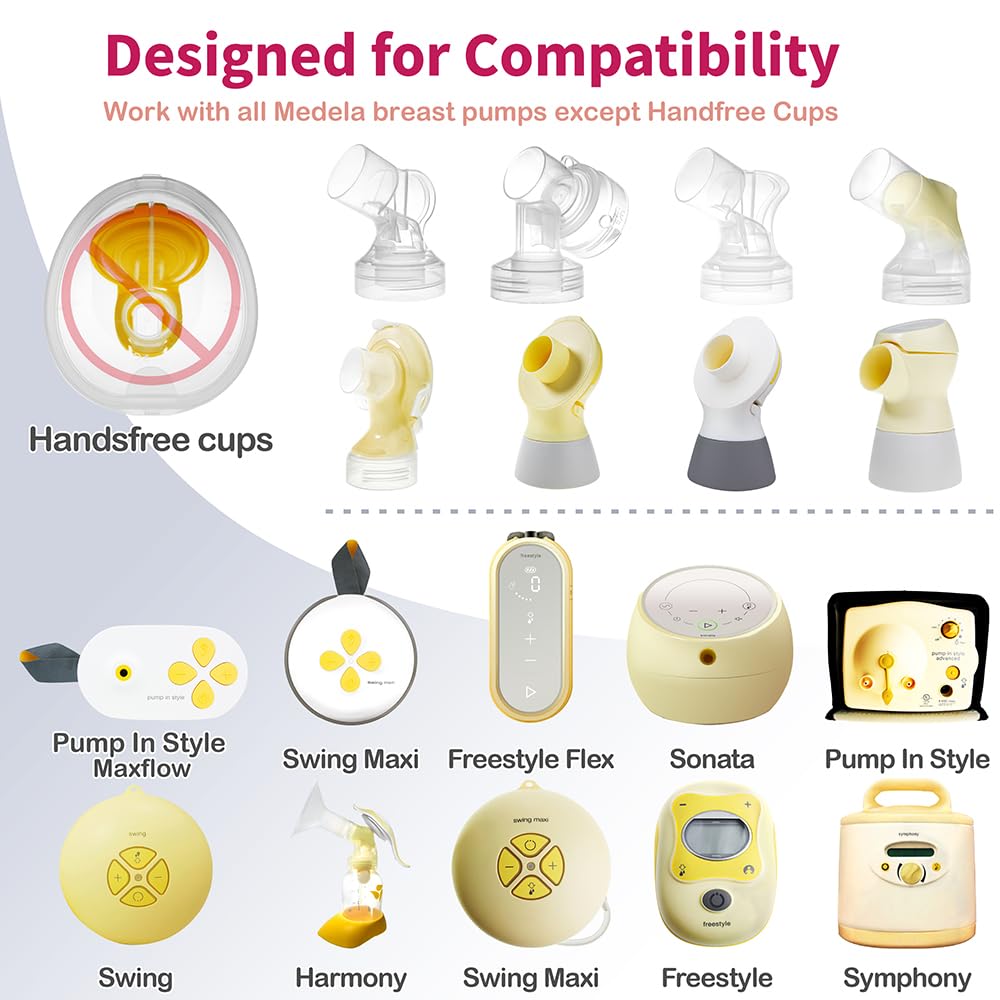 Nenesupply 17mm Oval Flanges Compatible with Medela Breast Pump Parts Replace 17mm Medela Flange Accessories. Work with Pump in Style Parts Symphony Parts Swing Maxi Harmony and Personalfit Flex