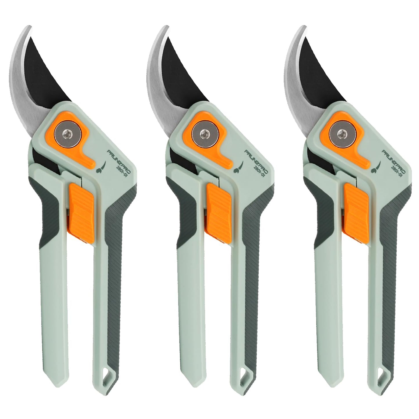 PrunePro 8" Professional Pruning Shears for Gardening Bypass Hand Pruner Stainless Steel Sharp Garden Scissors Plant Flower Rose Garden Clipper - 3 Pack