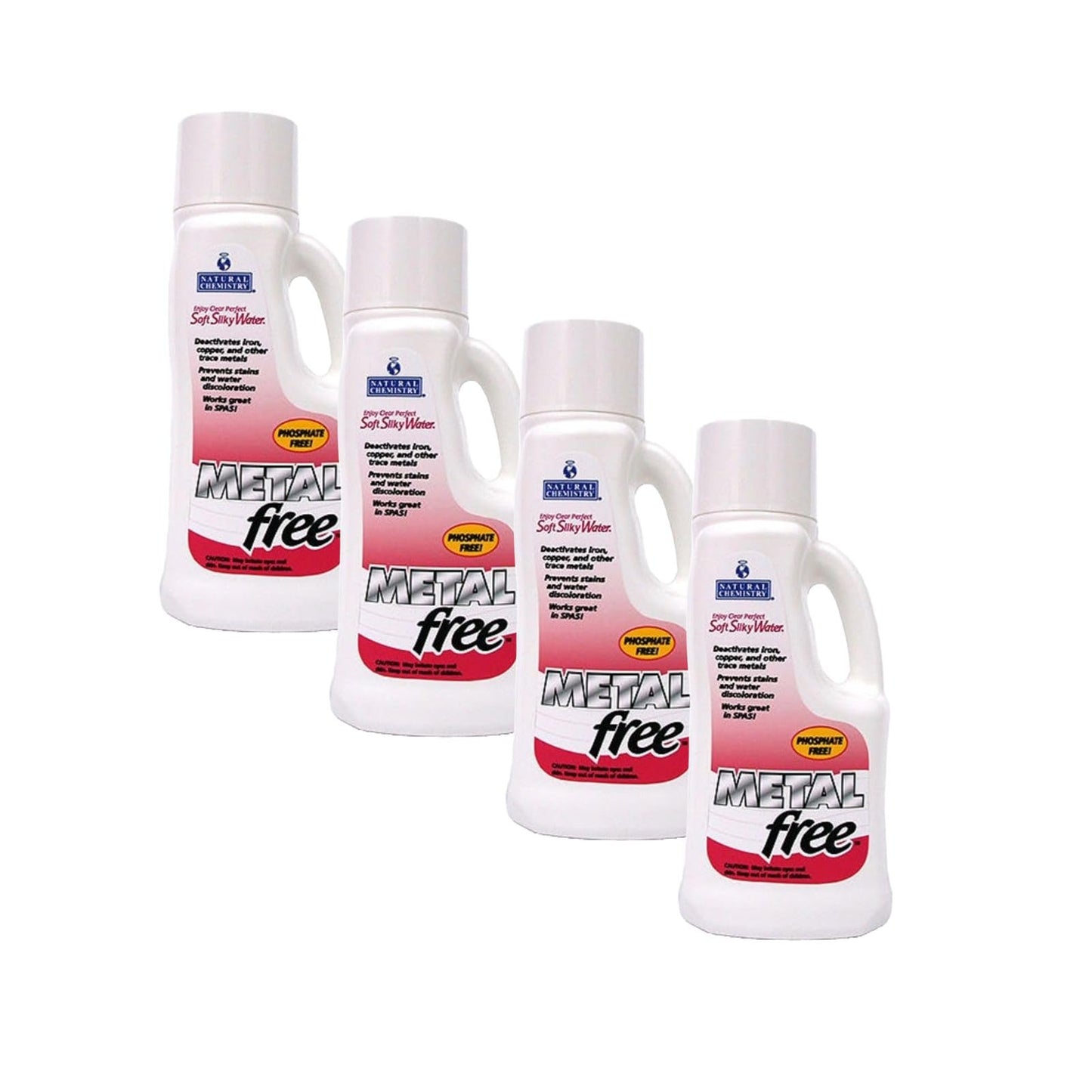 Natural Chemistry Metal Free, 1 Liter, Pack of 4, Phosphate Free, Protects Against Calcium and Mineral Scale Buildup, Prevents Stain and Water Discoloration
