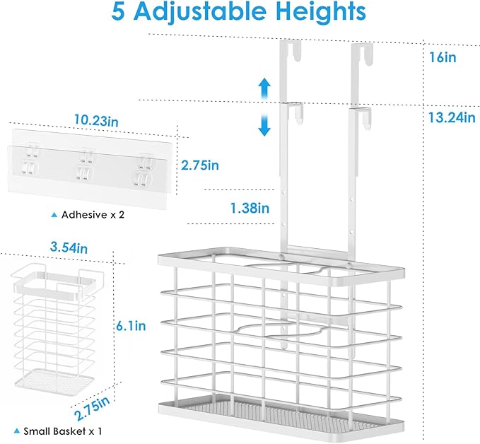 Agotglmi Hair Tool Organizer, Dryer Holder, 3 in 1 Blow Bathroom Organizer Wall Mounted/Cabinet Door for Flat Iron, Curling Straightener, Care & Styling Tools Storage Basket (White)