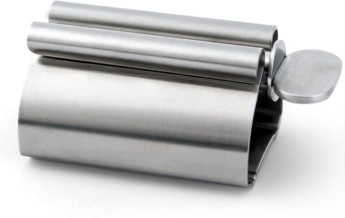 LOVEINUSA Toothpaste Tube Squeezer Dispenser, 1PCS Toothpaste Roller Squeezer Tool Metal Stainless Steel Tooth Paste Holder for Bathroom, Silver