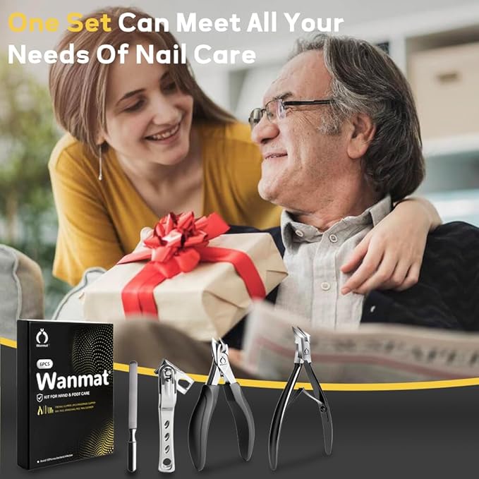 5 in 1 Professional Toenail Clippers for Thinck & Ingrown Nails, Upgraded Podiatrist Toe Nail Clippers for Men, Sharp Blade Nail Cutter Set, Wanmat