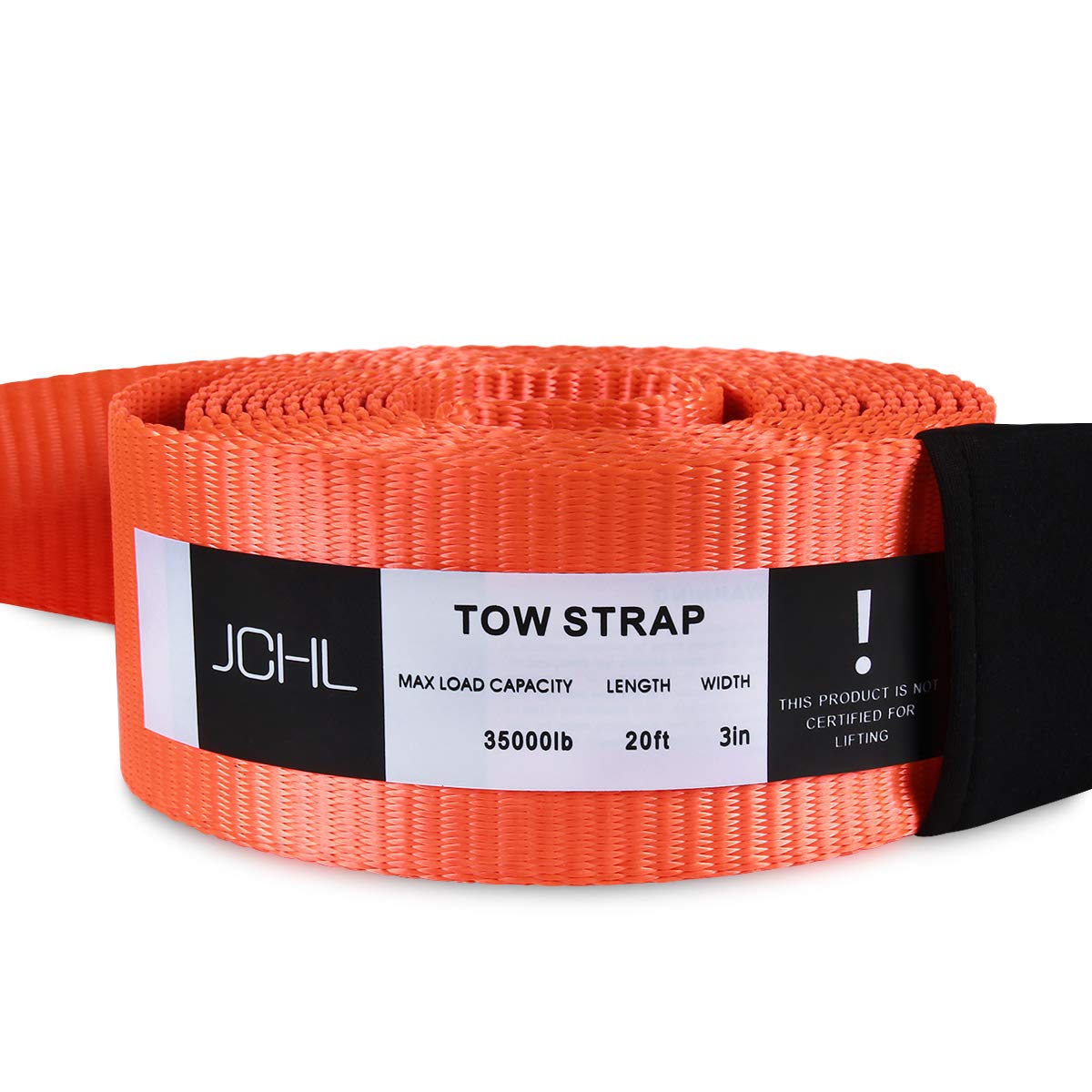 JCHL Recovery Tow Strap Heavy Duty Polyester Recovery Strap 3" x20ft 35000LBS (18TON) Rated Capacity Off Road Towing Rope, Reinforced Loops, Protective Sleeves, Storage Bag Emergency Towing Rope