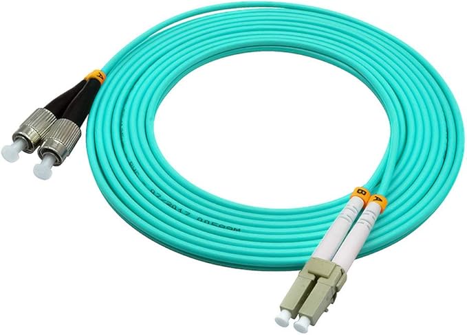 Jeirdus 3Meters 10ft LC to FC Duplex 50/125 10G OM3 Multi-Mode Fiber Optic Cable Jumper Optical Patch Cord LC-FC