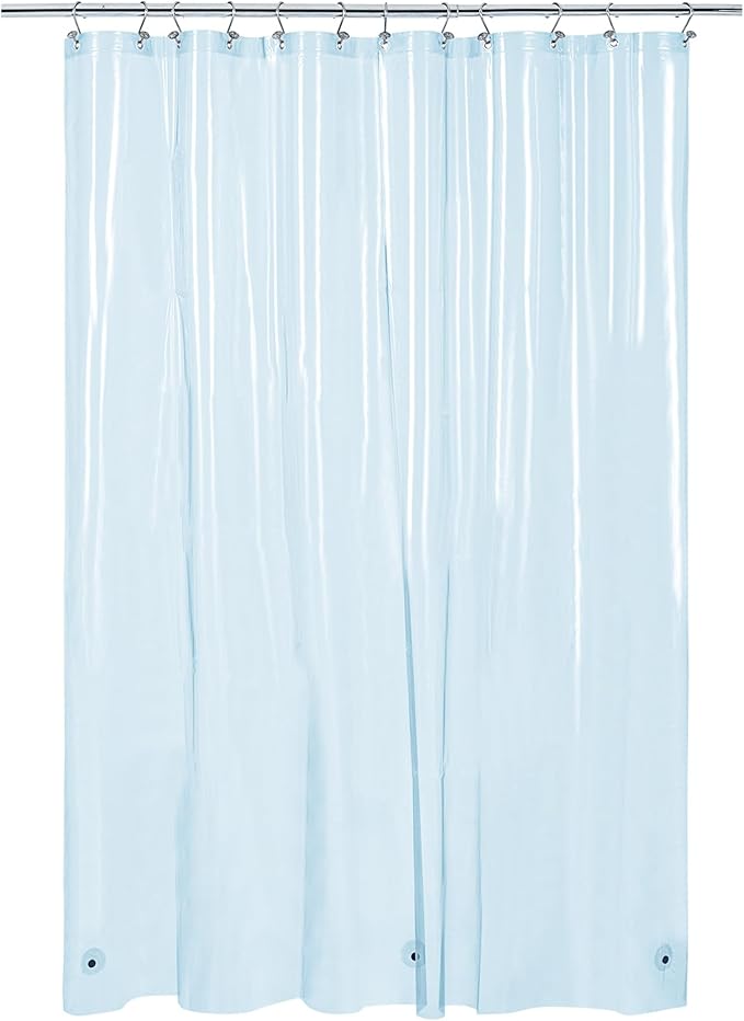 Barossa Design Clear Blue Long Shower Curtain Liner 78" Height - 3 Magnets & Waterproof Lightweight PEVA Shower Liner for Bath Tub, PVC Free, Metal Grommets, Clear Blue, 72x78