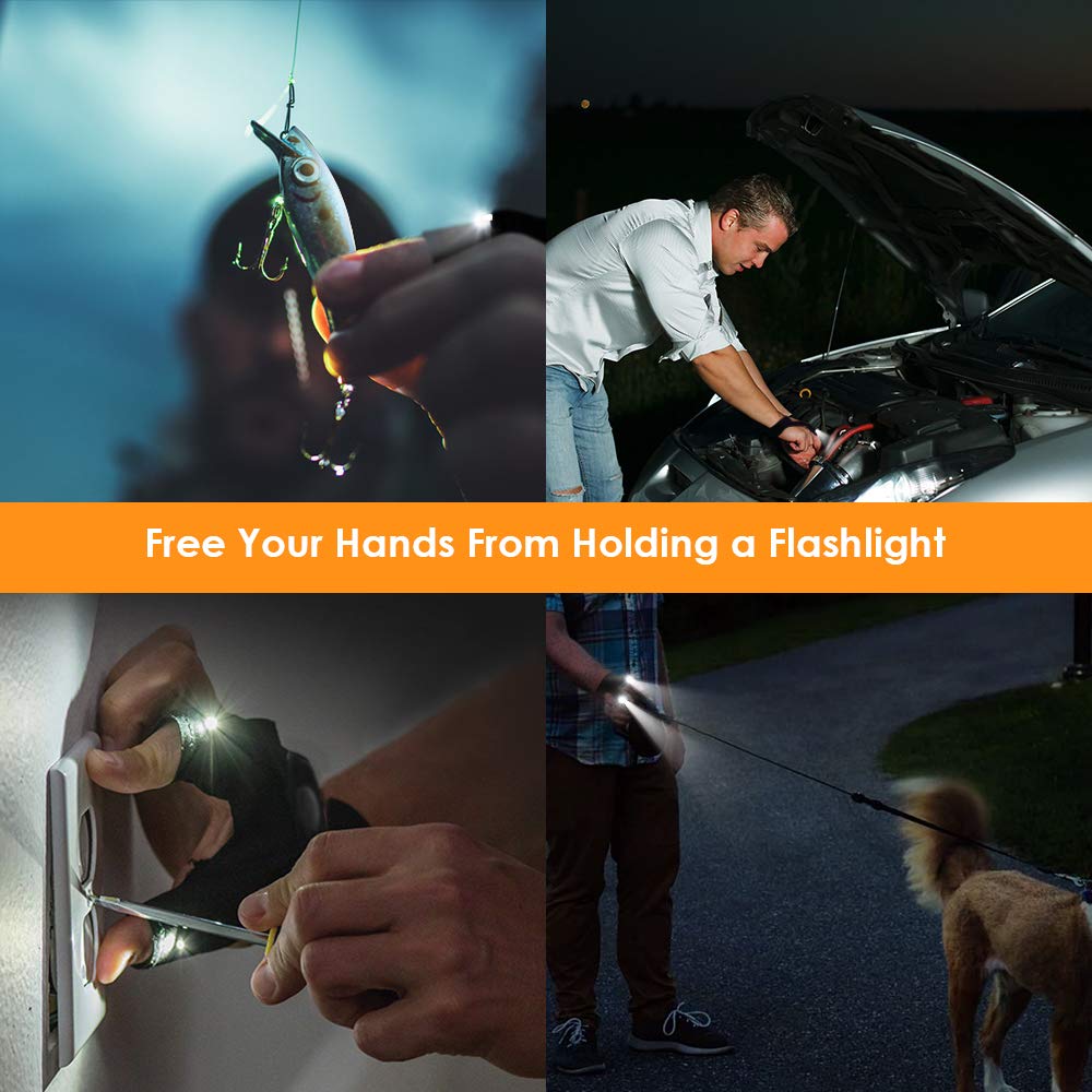 HANPURE LED Flashlight Gloves Stocking Stuffers for Adults Men Christmas Birthday Gift Idea for Dad Husband Him Boyfriend (2 Pack(with Replaceable Batteries))