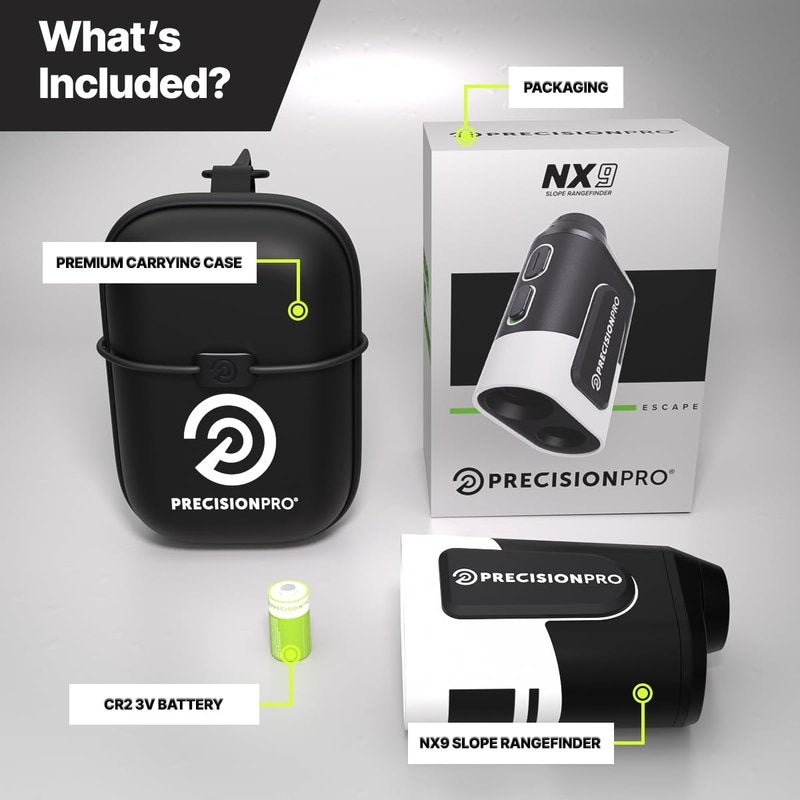 Precision Pro NX9 Golf Rangefinder with Slope Switch – 900 Yards Laser Range Finder, Flag Lock Vibration, 6X Magnification, Magnetic Cart Mount, Tournament Legal