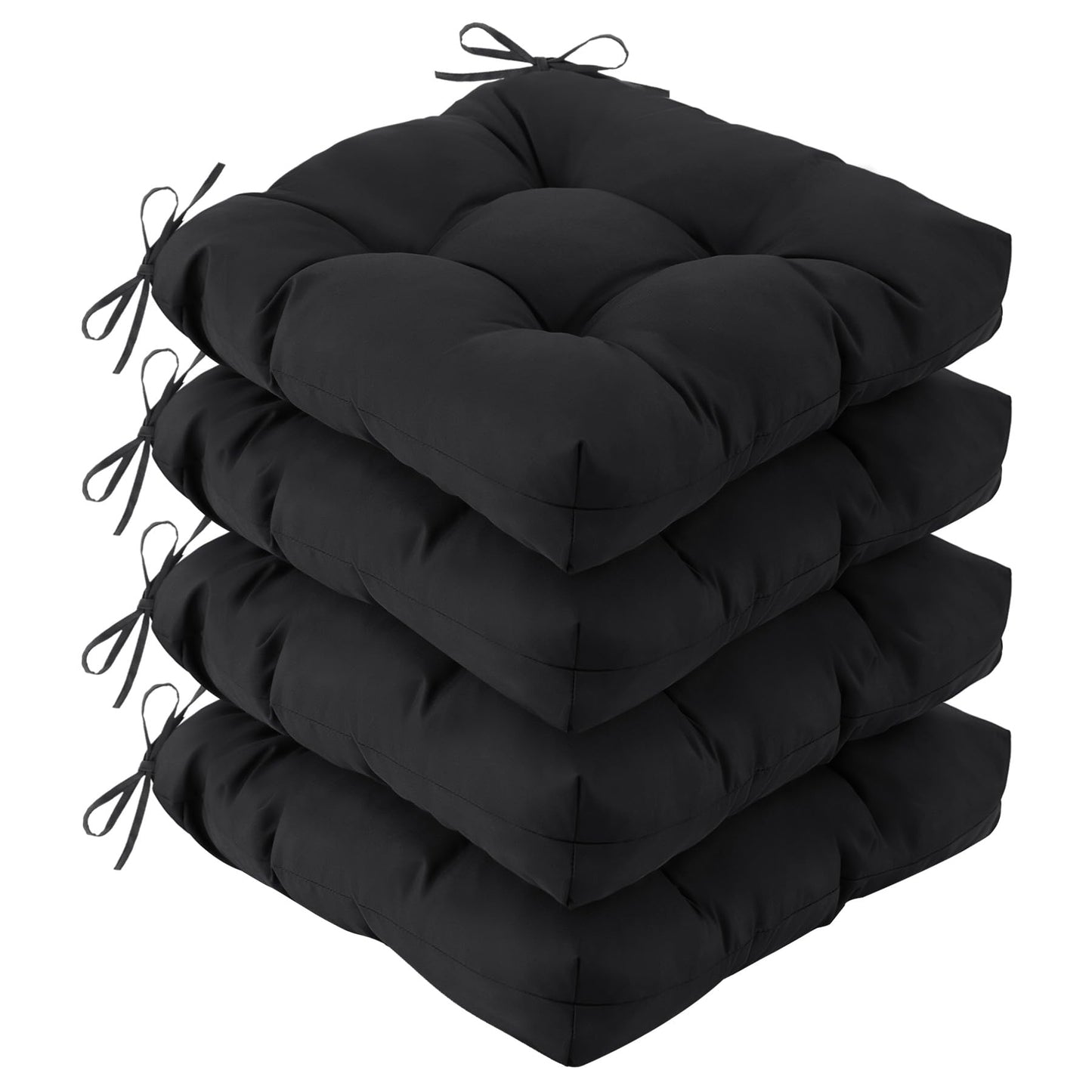 IASEAHK Outdoor Chair Cushions Set of 4, 19" x 19" x 5", Waterproof Outdoor Seat Cushions for Patio Furniture, Fade-Resistant Patio Chair Cushion, Dining Wicker Chair Pads for Porch Garden, Black