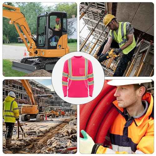 W&H Hi Vis Safety Long Sleeve Shirts Reflective High Visibility Birdeyes Class 3 Shirts,Construction Work
