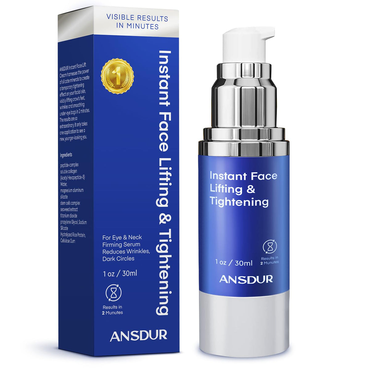 Instant Face Lift Cream: Firming Face Cream, Skin Tightening Cream for Face, Under Eye Cream & Wrinkle Cream For Women - Korean Skin Care & Advanced Formula 30ml