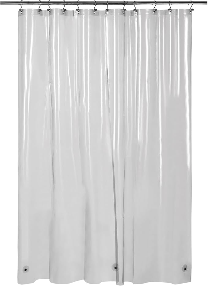 Barossa Design Clear Black Long Shower Curtain Liner 78" Height - 3 Magnets & Waterproof Lightweight PEVA Shower Liner for Bath Tub, PVC Free, Metal Grommets, Clear Black, 72x78