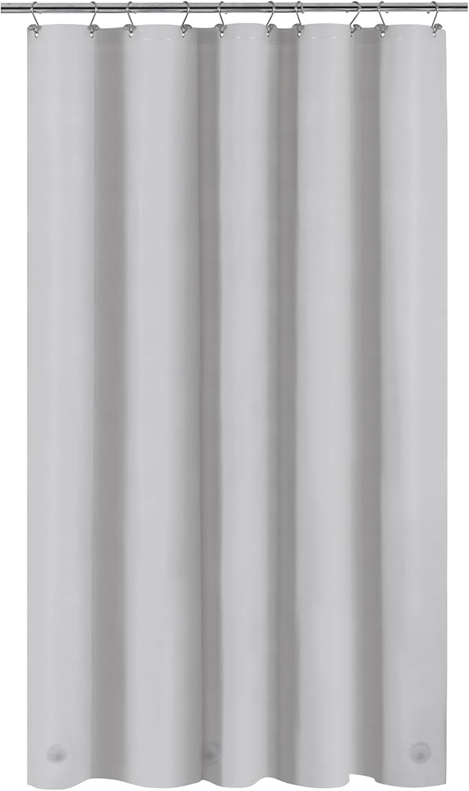 Barossa Design 54W x 78H Stall Shower Curtain Liner Silver Gray - Waterproof Lightweight PEVA Plastic Shower Liner with 3 Magnets & Metal Grommets - Gray Silver