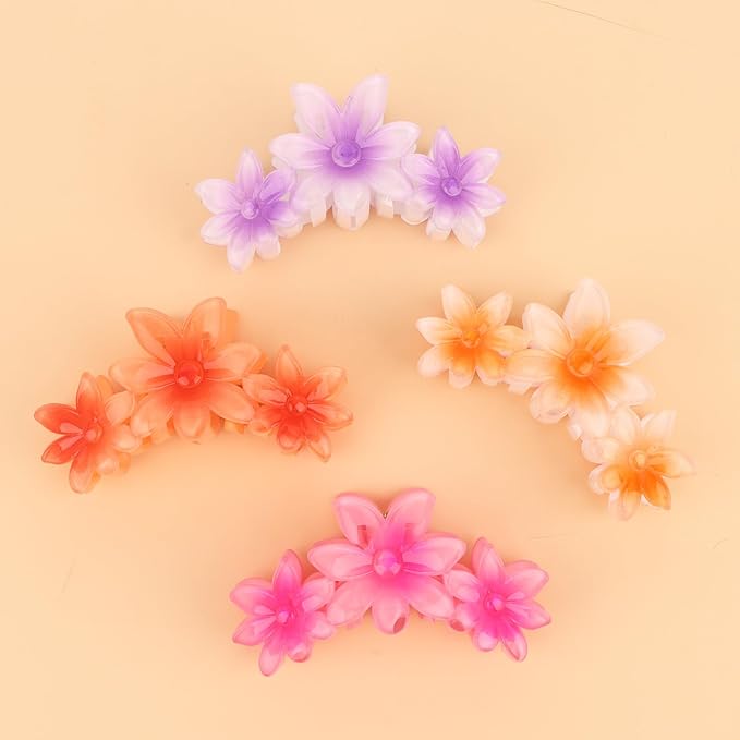 Ondder 4 Pcs Big Flower Hair Clips for Women - Large Matte Claw Clips for Thick Hair, Non-Slip Strong Hold Jaw Clips - Accessories for Women and Girls
