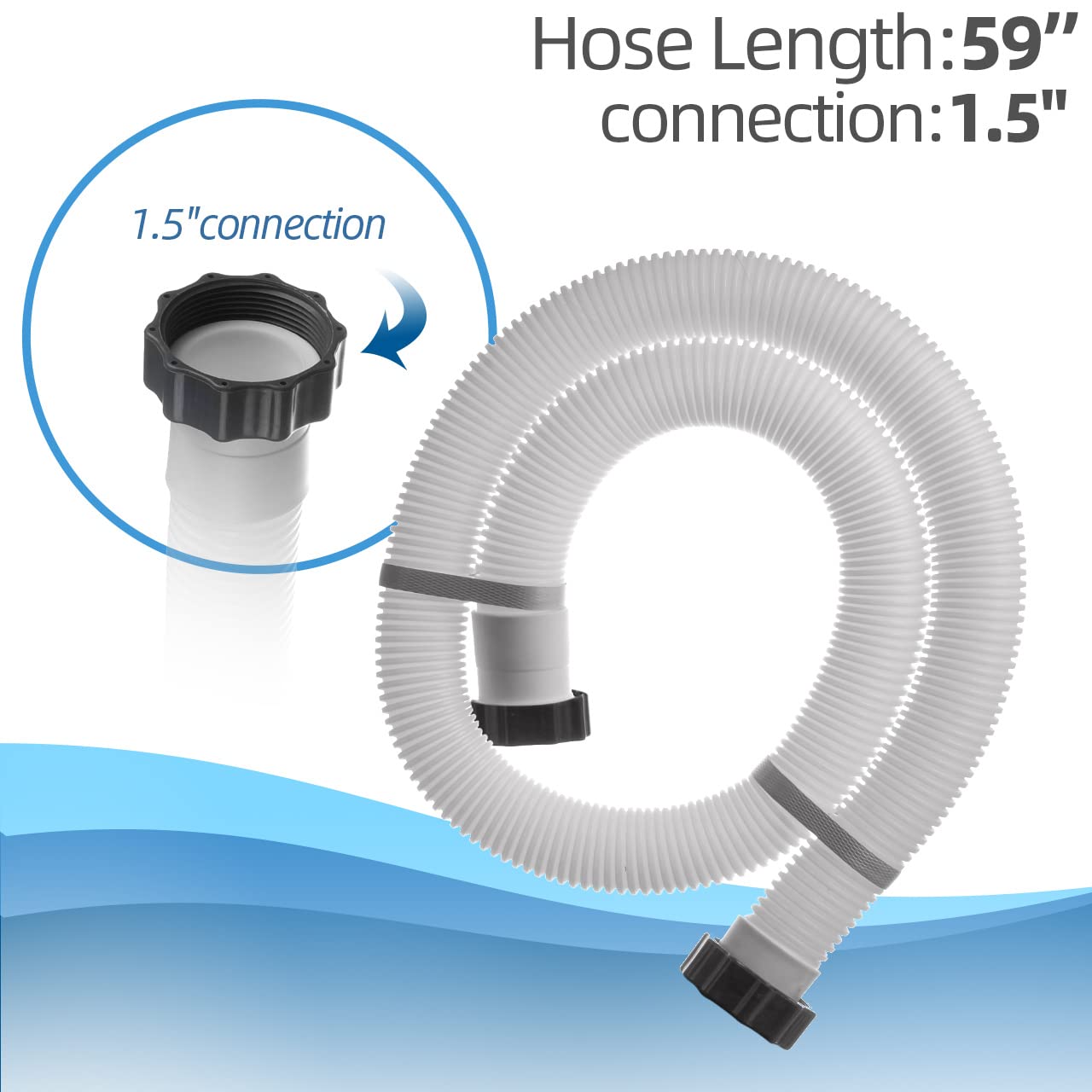 1.5" Diameter 29060E Pool Pump Replacement Hose for Intex Filter Pumps Sand Pump & Saltwater Systems - 59" Long(1 Pack)