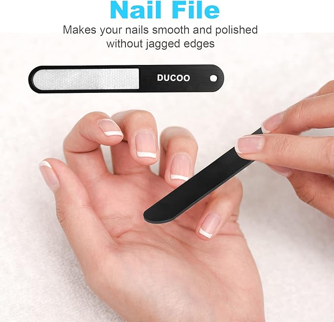 DUCOO Nail Clipper Set, 4 PCS Ultra Sharp Nail Clippers for Men, Women, Adults Toenail Fingernail Clippers, Stainless Steel Nail Cutter & File, Black