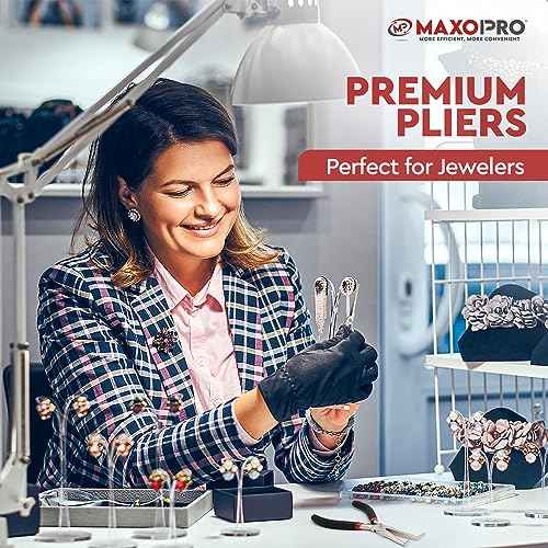 Premium 6 Inch Mini Needle Nose Pliers Set - 2 PCs Bent and Straight Long Nose Pliers with Comfort Grip - Non-Serrated Rust-Proof Long Reach Jewelry Pliers for Jewelry Making, Handmade Craft