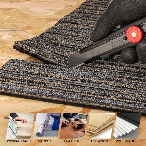 HAUTMEC 10PCS 18mm Triple Cutting-edge Snap Off Blades, Retractable Black Replacement Blades, SK2 Heavy Duty Utility Knife Blades, Strengthened Safety Box, for Box, Carpet, Rope HT0083-BL