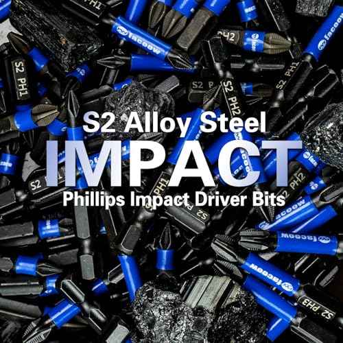 16 Pack Phillips Impact Driver Bits, #2 Phillips Head Magnetic Screwdriver Bits Set, 1" - 6" S2 Alloy Steel Impact Bits, 1/4" Hex Shank Screwdriver Drill Bit, CNC Machined ph2 Impact Drill Bits