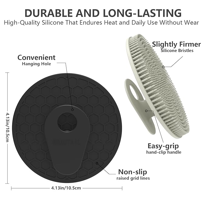Silicone Body Scrubber 4 Pack, BEAUTAIL Shower Bath Scrubber, Gentle Exfoliating Brush for Women Men Sensitive Skin, More Hygienic Than Traditional Loofah, Long Lasting (Black+Gray+Pink+Green)