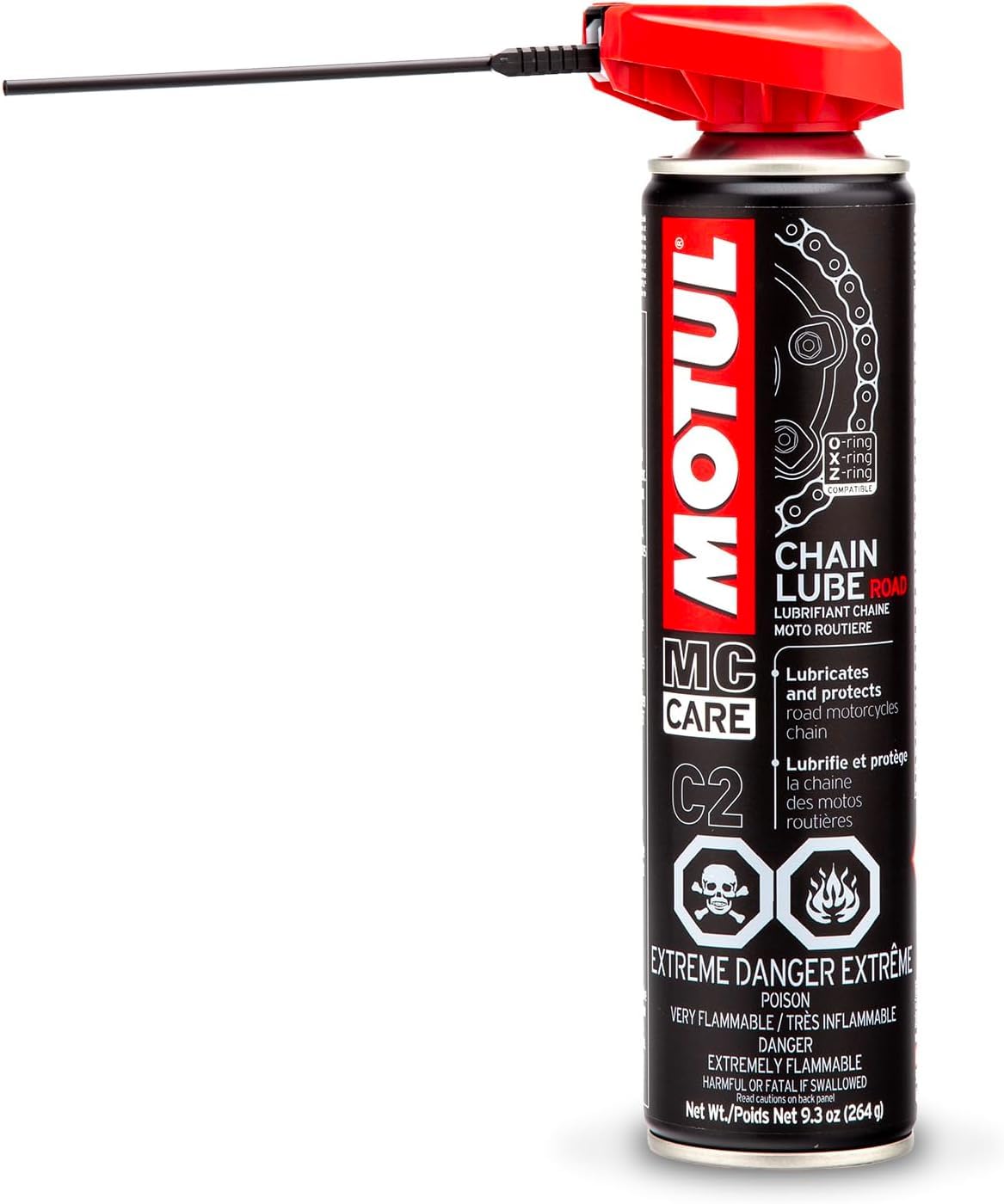 Motul C2 Chain Lube Road - Motorcycle Chain Lubricant Spray for Street & Sport Bikes, 9.3 oz Can (111819)
