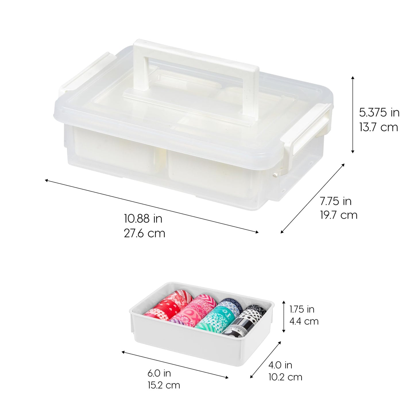 IRIS USA 1 Qt. Plastic Storage Bins with Lids, 4 Pack, Craft Storage Container, Sensory Bin, Organizing Containers for Home, Office & Art Supplies, Stackable, White