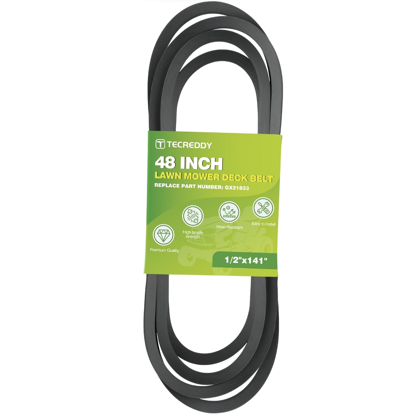 GX21833 48 Inch Mower Deck Belt for John Deere 145 D140 D150 D155 D160 L120 L130 LA130 LA140 LA145 LA155 LA165 Z200 Z255 Z300 Z355E Riding Lawn Mower GX20571, 1/2" X 141"