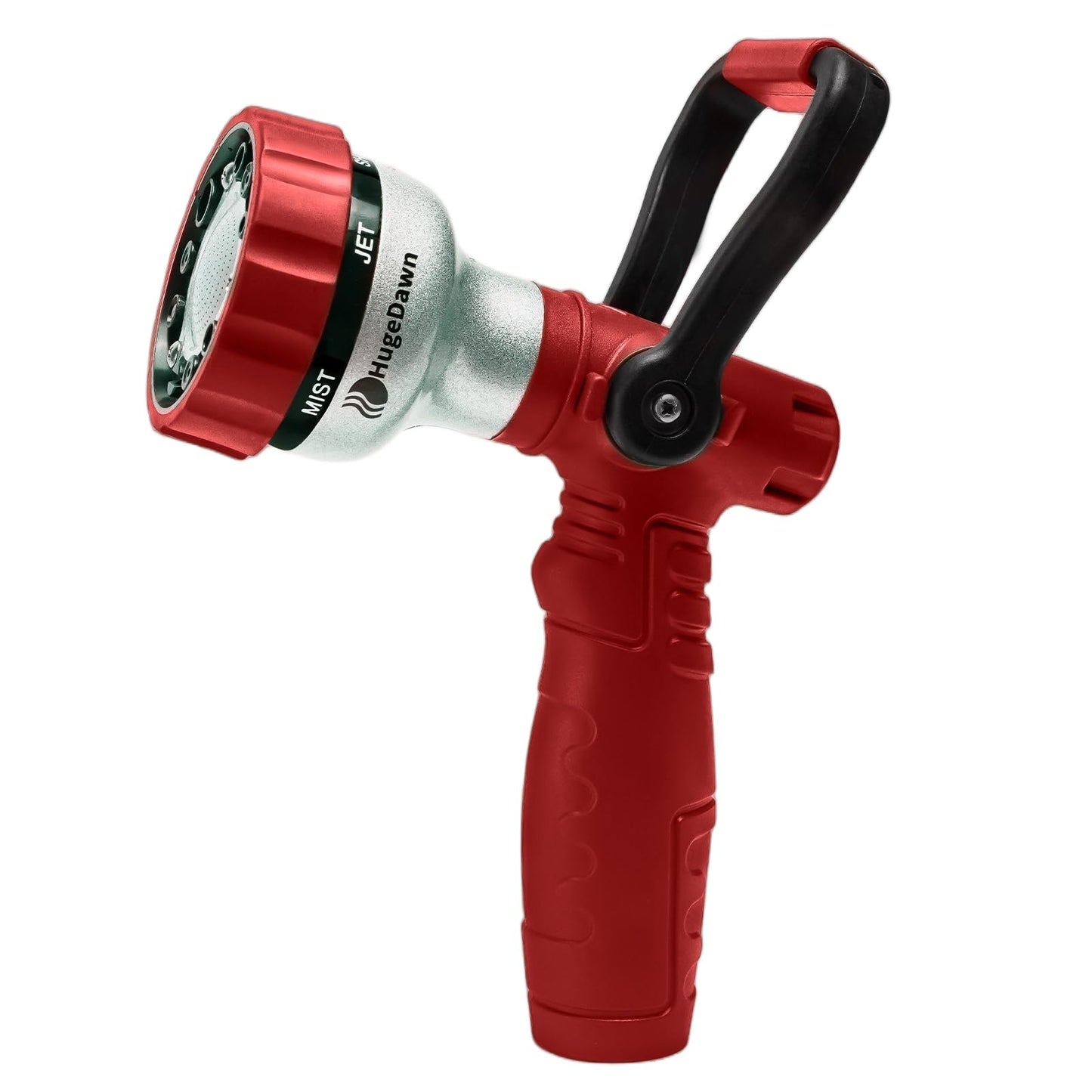 HugeDawn Garden Hose Nozzle, 6 Spray Patterns Heavy Duty Metal Water Nozzle with High Pressure for Watering, Cleaning, Washing (Red)