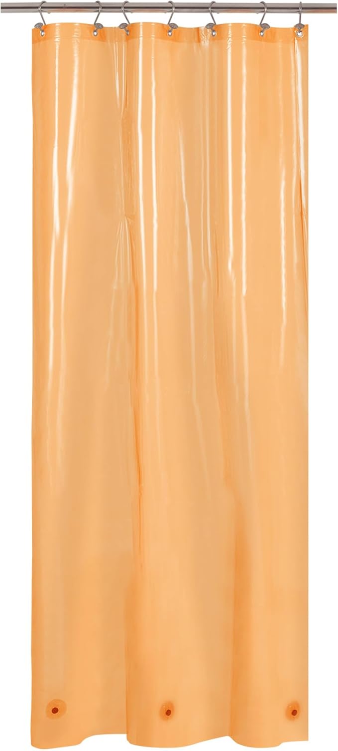Barossa Design Clear Orange Stall Shower Curtain Liner 36" W x 72" H - Waterproof Lightweight PEVA Plastic Narrow Shower Liner for Small Bathroom,3 Bottom Magnets & Metal Grommets - Clear Orange