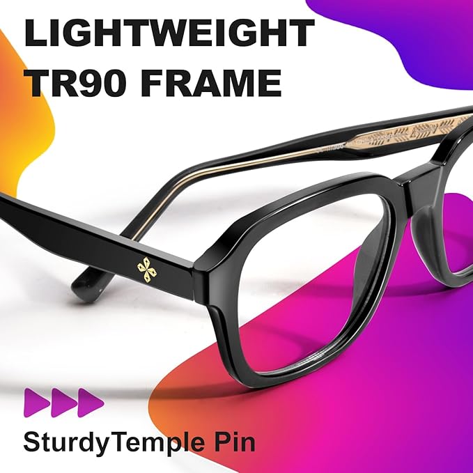 VISOONE Oversized Square Blue Light Blocking Glasses Fashion Computer Eyewear for Women and Men BENNETT