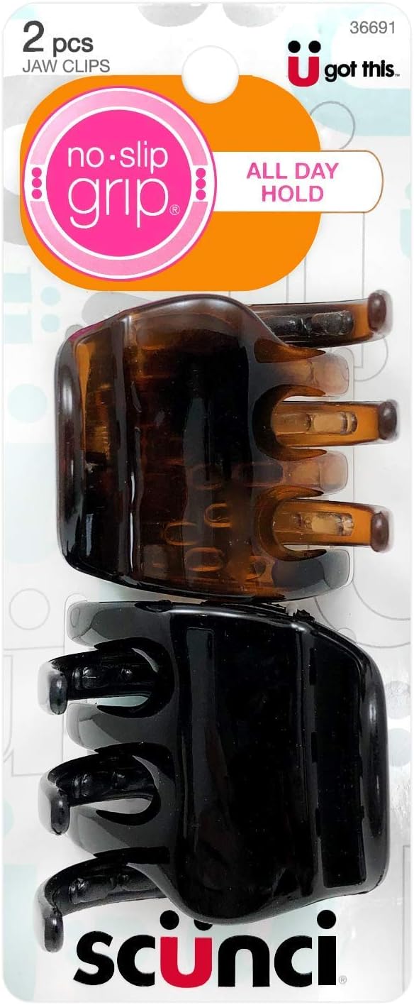 Scunci No-Slip Grip Chunky Jaw Clips | All Day Hold | 2-Pieces per Pack (1-Pack)