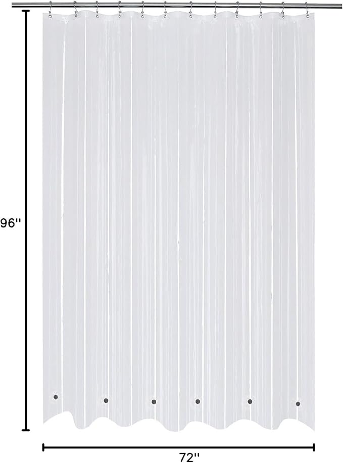 Mrs Awesome 72x96 Extra Long Shower Curtain Liner with 6 Magnets Clear PEVA Thick & Heavy Duty Plastic Shower Curtain for Bathroom, Waterproof, 72 x 96 inches, Clear