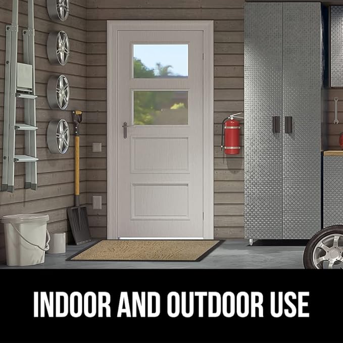GORILLA GRIP 100% Waterproof All-Season WeatherMAX Doormat, US Designed Natural Rubber, Stain and Fade Resistant, Low Profile Indoor Outdoor Door Mats, Easy Clean Patio Mat, 17x29, Home Sweet Home