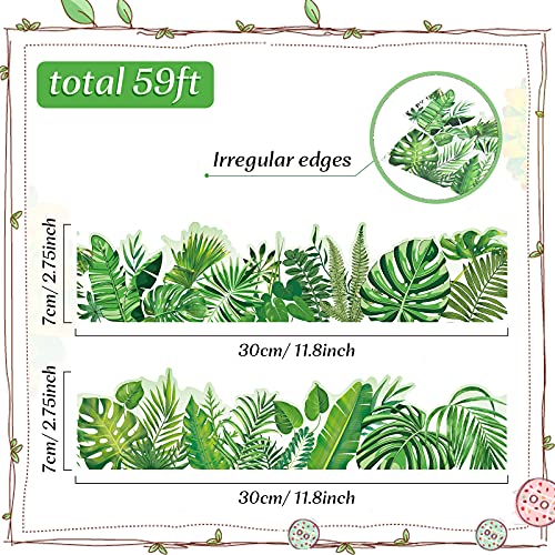 Eucalyptus Border Bulletin Board Classroom Boho Bulletin Wall Decor Trim Border Decor Wall Decals Border Tropical Leaves Greenery Wall Decoration (Boho Style, 59ft)