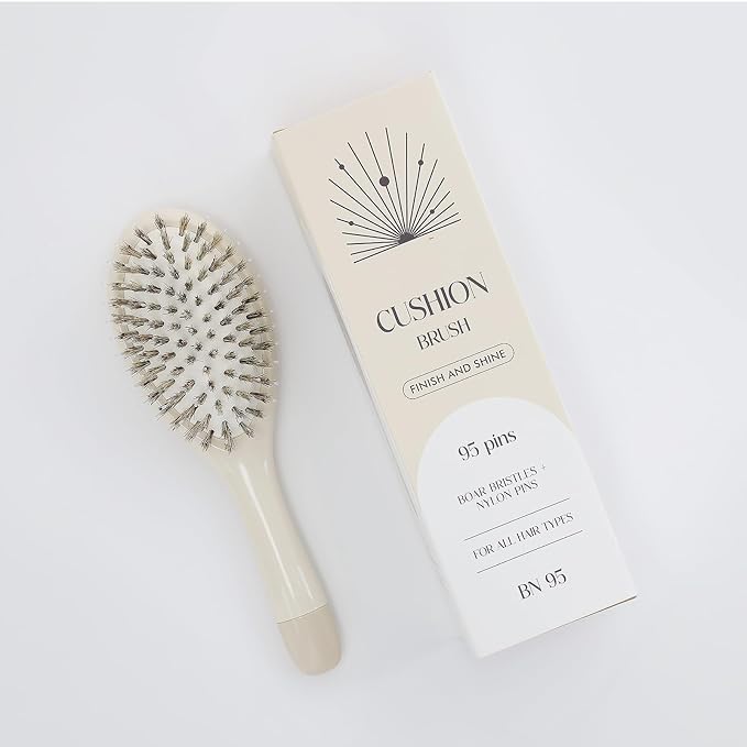 Boar Bristle Hair Brush -boar bristles + nylon pinsï¼ Smoothes & Detangles All Hair Types, Hairbrush for Women, Men & Kids, Distributes Oils for Natural Shine & Stimulates Scalp