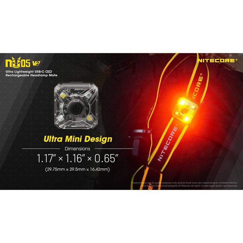 Nitecore NU05 v2 Signal and Safety Light, USB Rechargeable Red White LEDs with LumenTac Charging Cable