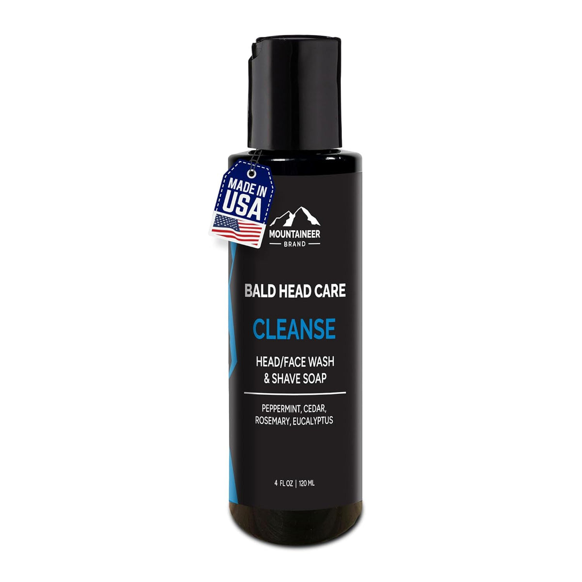 Mountaineer Brand Bald Head Shampoo for Men | All Natural Moisturizing/Hydrating Shaving Soap and Face Cleanser | For Daily Head/Scalp Care and Wash | Cleanse | Refreshing Natural Scent 4oz