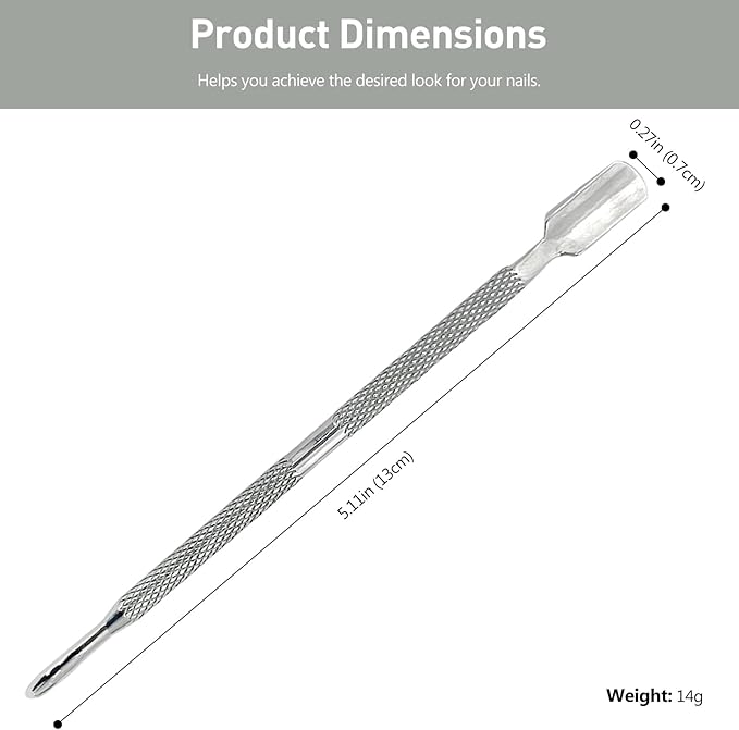 5-Piece Dual-Sided Cuticle Pusher Set - Professional Stainless Steel Manicure Pedicure Nail Care Tools