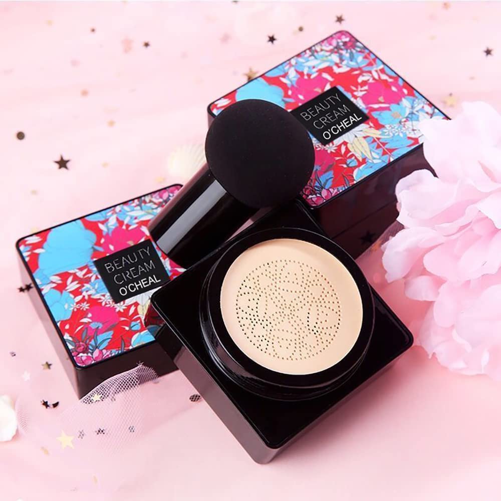OCHEAL Mushroom Head Air Cushion BB Cream Foundation Cream for Face Makeup Concealer Cushion for Face Comestics Make Up Cushion Compact Natural