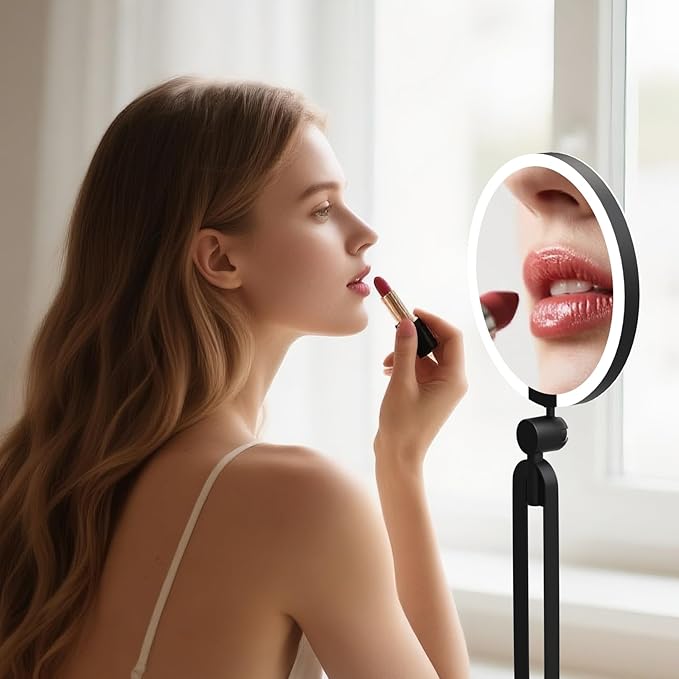 Magnifying Mirror with Light 20X/1X, Double Sided Travel Makeup Mirror with Lights and Magnification, Rechargeable 3 Colors Dimming Lighting, Large Size of 6inch, Foldable Design, 360°Angle Adjustable