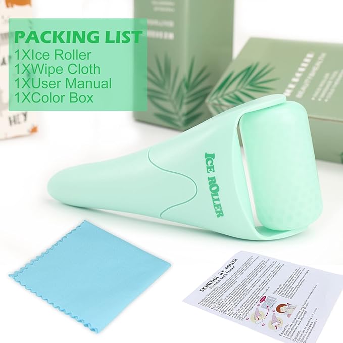 Wonderwin Ice Roller for Face and Body Massage, Facial Roller Skin Care Tool for Reduce Wrinkles and Puffiness, Migraine Pain Relief and Skin Tighten, Cold Therapy for Cooling and Calming(Green)