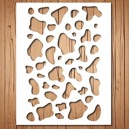 Cow Print Stencil | Reusable Camo Animal Print Cow Stencils for Painting on Wood, Glass, Wall, Rock, Fabric, Walls, Canvas, Glassware | Cow Stencil Template (5"x 6")