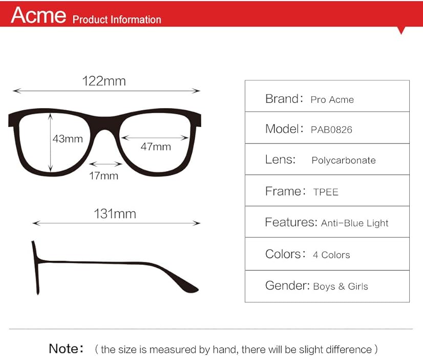 Pro Acme Blue Light Blocking Glasses for Kids - Boys & Girls Unbreakable Frame (3-12 Years)